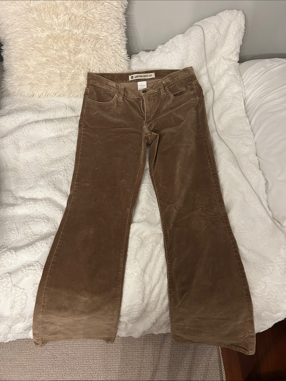 GAP Low Rise Boot Cut Corduroy Pants in Brown